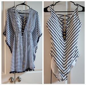 Bleu | Rod Beattie size 4 Swimsuit One Peice Open Chest and Matching Cover